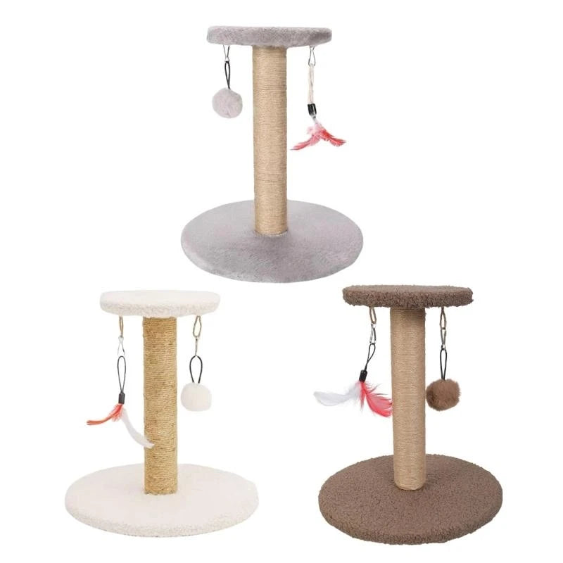 Tiragraffi per Gatti in Sisal con Giochi Pendenti – Base Rotonda