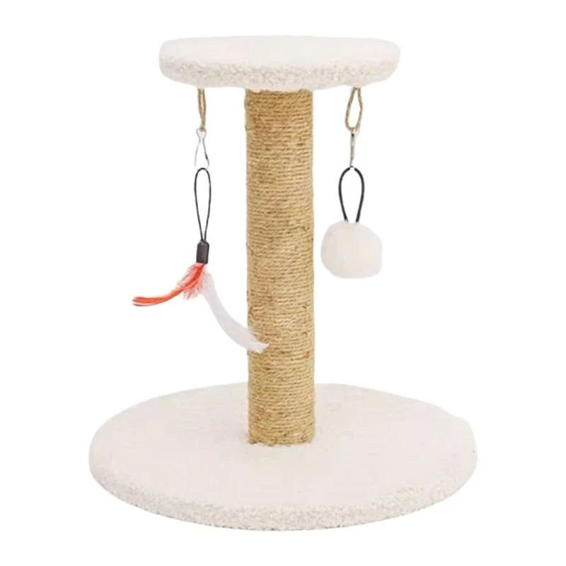 Tiragraffi per Gatti in Sisal con Giochi Pendenti – Base Rotonda