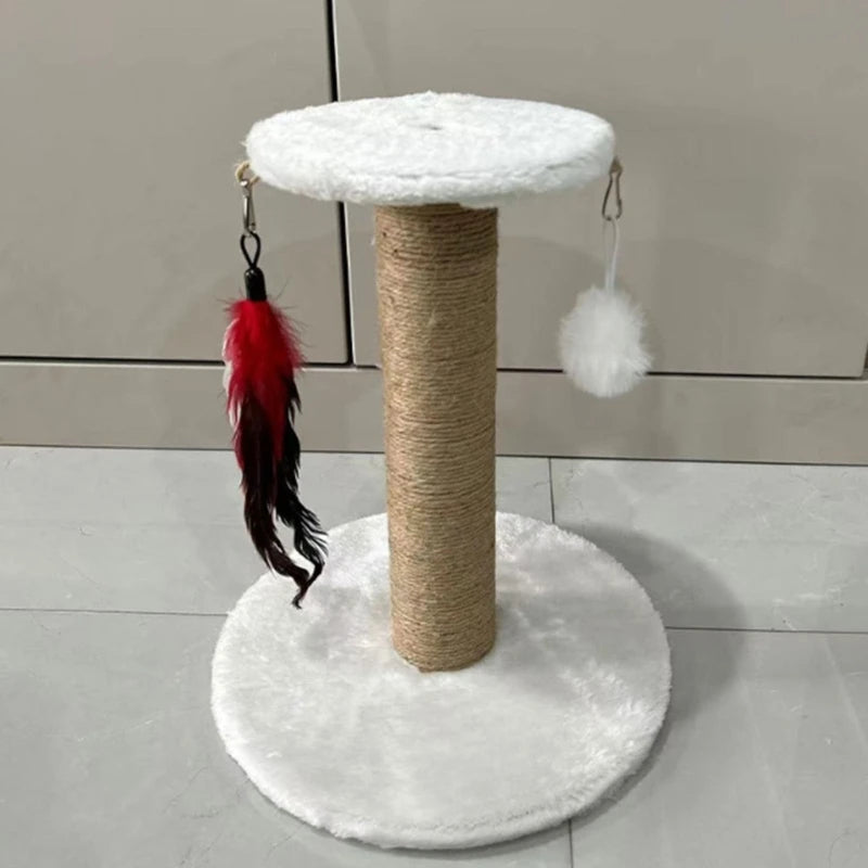 Tiragraffi per Gatti in Sisal con Giochi Pendenti – Base Rotonda